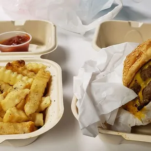 Double cheeseburger and fries