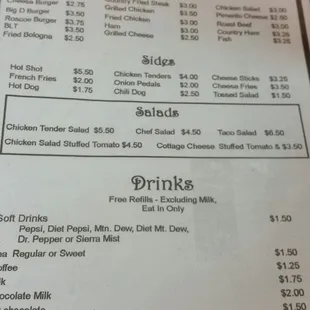 Pete's Menu