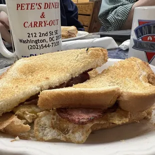 Turkey bacon, egg and cheese sandwich