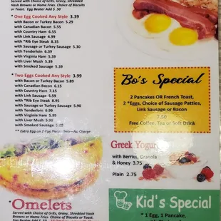 Breakfast menu