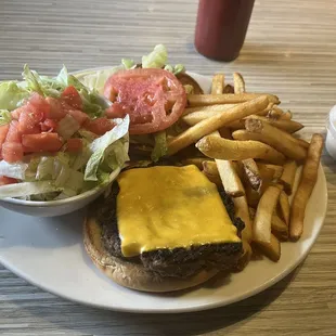 Cheeseburger, FF, Salad