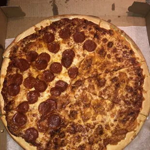 a pepperoni pizza