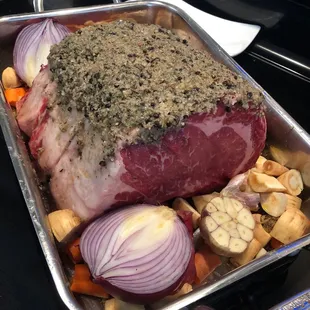 3 bone prime rib-eye with Tyler Florence Horseradish crush!