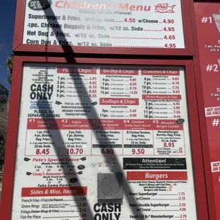 Menu at the drive thru