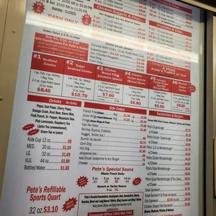 the menu