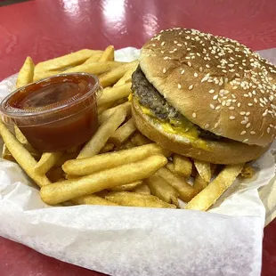 1/3 lb. Monster Burger with Cheese and Fries