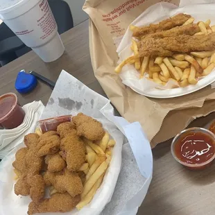 10 Pieces Shrimp and Chips &amp; #4 Chicken Tender Special