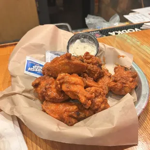 Buffalo naked wings. Tuesday special 75 cents each.