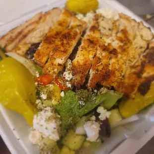 Greek salad with chicken