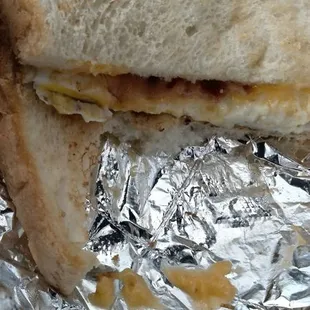 Bacon egg and cheese on white toast