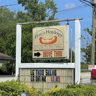 a sign for drive thru