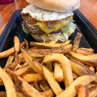 a burger and french fries