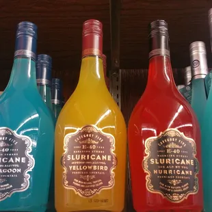 a variety of alcohol bottles