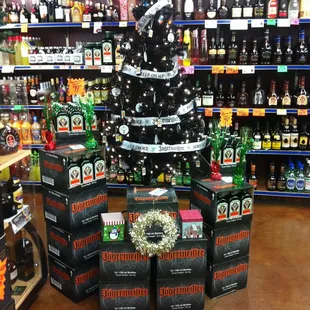 a christmas tree in a store