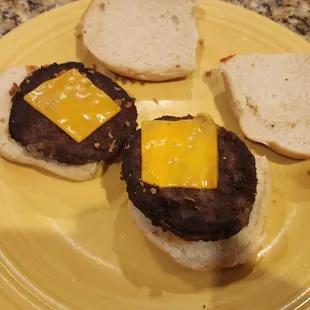 a hamburger with cheese on it