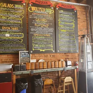 Menu when you walk in