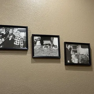 a wall of family photos