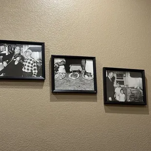 a wall of family photos