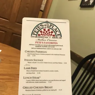 menu