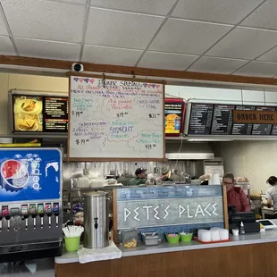 Menu board at Pete&apos;s.
