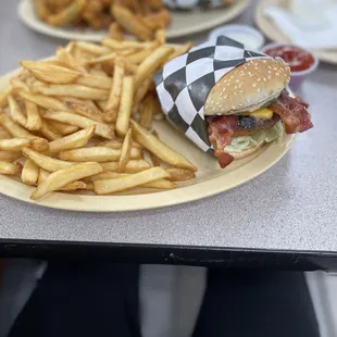 Pete&apos;s best 1/4 lb cheeseburger with fries!  Absolutely delicious!