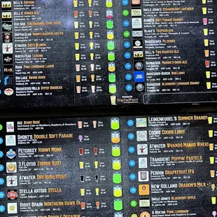 the menu of the restaurant