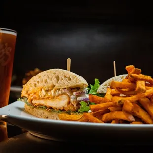 a sandwich and fries