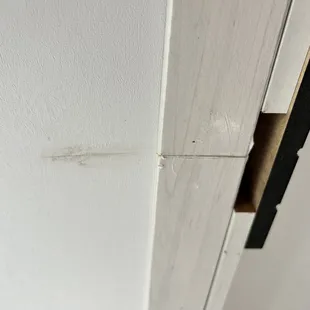 They cut my ceiling over my dinette when they cut the trim down. The tried to hide it with caulk.