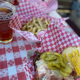 Cuban Sandwich w/ side of fries &amp; Anchor Steam lager