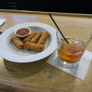 Mozzarella sticks and old fashioned
