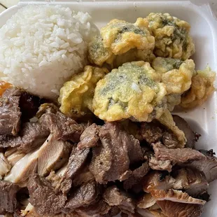 Combo Meat Plate. Sauce on the side. All broccoli.