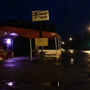 a dark street at night