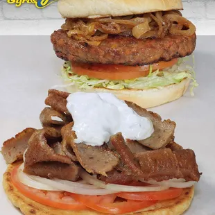 Chopped Steak Burger and Gyros