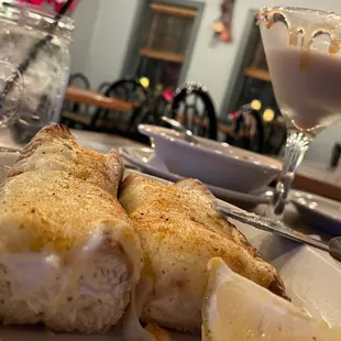 Crab pretzels and what&apos;s left of my deeeeelicious martini
