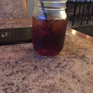 Nothing better than a cold mason jar glass of ice tea