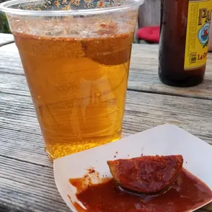 They have Modelo on tap! All beer comes with lime, chamoy, and tajin.