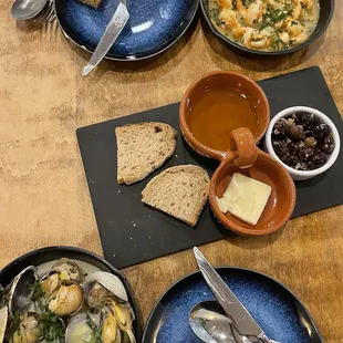 Complimentary bread and olives