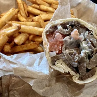 Original Gyros Wrap and Seasoned Fries