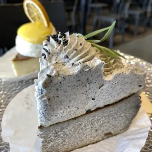 black sesame cheesecake - just ok , lemon cheesecake - just ok