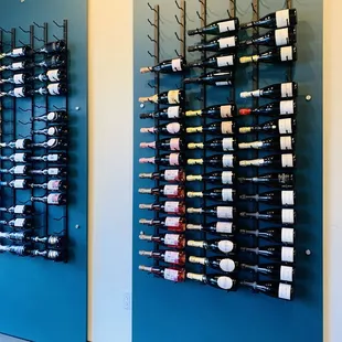 a wall of wine bottles