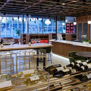 the interior of a wine shop