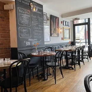 tables and chairs in a restaurant