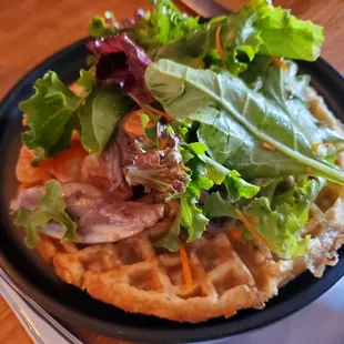 Potato waffle with duck confit