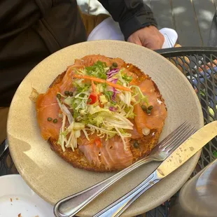 POTATO WAFFLE with smoked salmon