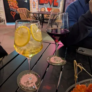 Heirloom Pineapple Spritzes $16, and Pinot Noir $15.