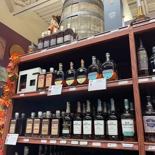 shelves of liquor in a store