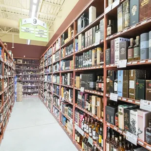 shelves of liquor in a liquor store