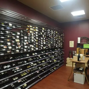 Our fully stocked, temperature controlled wine room.