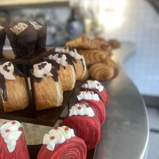 a variety of pastries on display