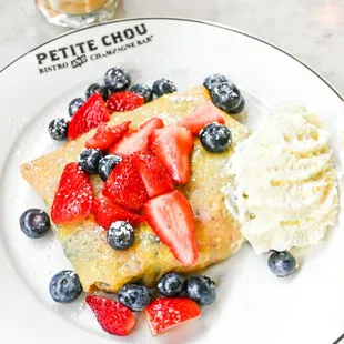 Fresh Berry Crepe- fresh berries, vanilla sugar, and a creme anglaise.